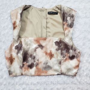 Shein faux leather womens size tan tie dye crop top party club dance